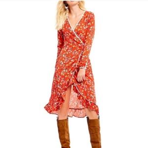 NWT FREE PEOPLE COVENT GARDEN MIDI WRAP DRESS 0